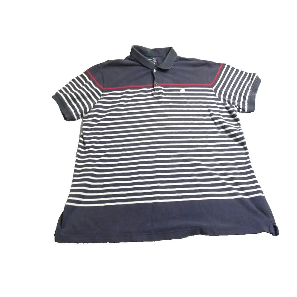 Banana Republic Shirt Adult 2XL Navy White Striped‎ Preppy Casual Golf Polo Mens
